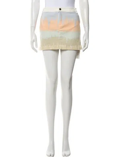 Pre-owned Tibi Printed Mini Skirt In White