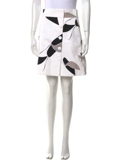 Pre-owned Tibi Printed Mini Skirt In White