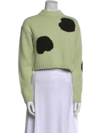 Pre-owned Tibi Printed Mock Neck Sweater In Green