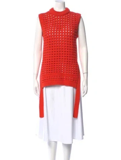 Pre-owned Tibi Printed Mock Neck Sweater In Orange