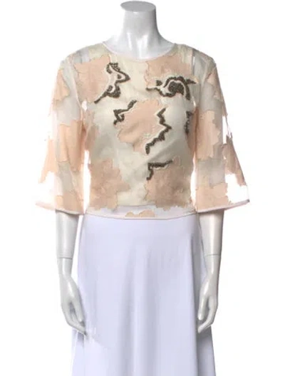 Pre-owned Tibi Printed Scoop Neck Crop Top In Multi