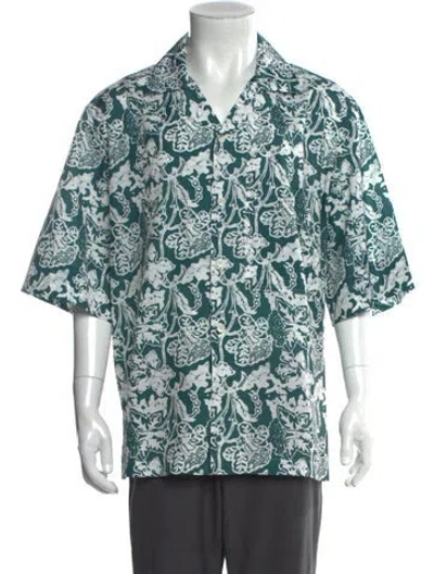 Pre-owned Tibi Printed Short Sleeve Shirt In Blue