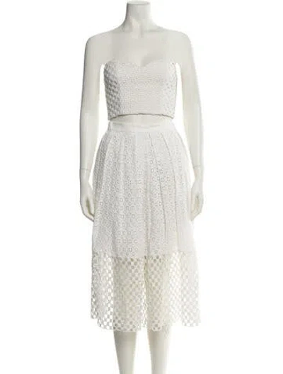Pre-owned Tibi Printed Skirt Set In White