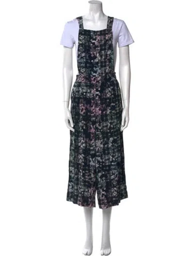 Pre-owned Tibi Printed Square Neckline Jumpsuit In Black