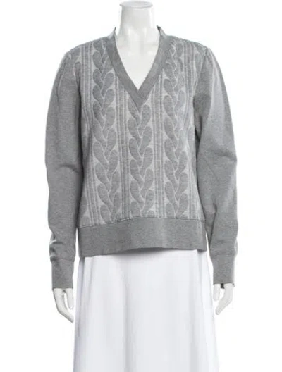 Pre-owned Tibi Printed V-neck Sweater In Gray