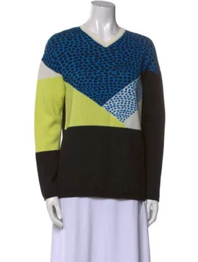 Pre-owned Tibi Printed V-neck Sweater In Multi
