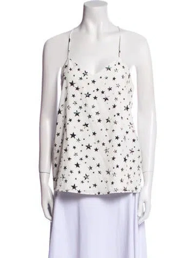 Pre-owned Tibi Printed V-neck Top In White