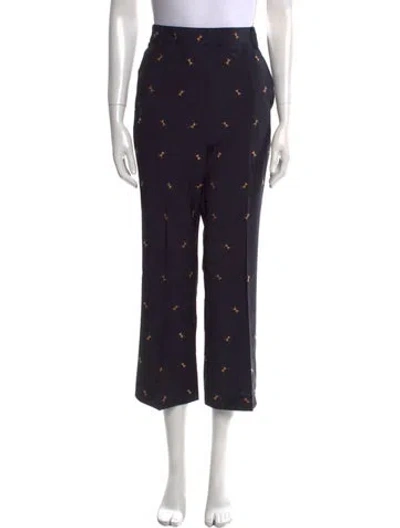 Pre-owned Tibi Printed Wide Leg Pants In Blue