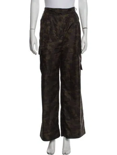 Pre-owned Tibi Printed Wide Leg Pants In Green