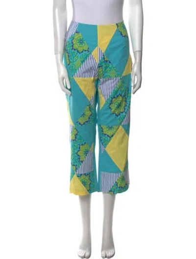Pre-owned Tibi Printed Wide Leg Pants In Green