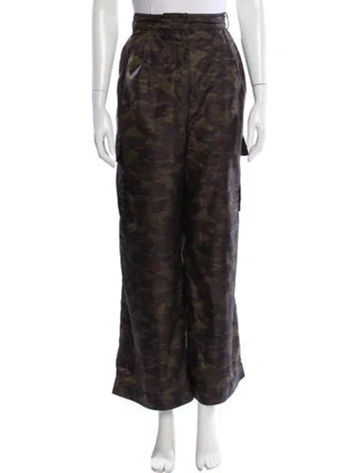 Pre-owned Tibi Printed Wide Leg Pants In Green