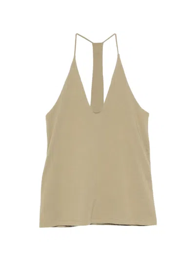 Tibi Program Racerback V-neck Top In Gray