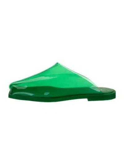 Pre-owned Tibi Pvc Leather Trim Embellishment Mules In Green