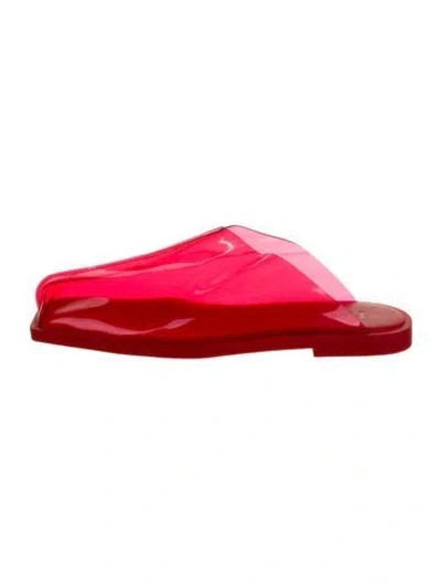Pre-owned Tibi Pvc Leather Trim Embellishment Mules In Red