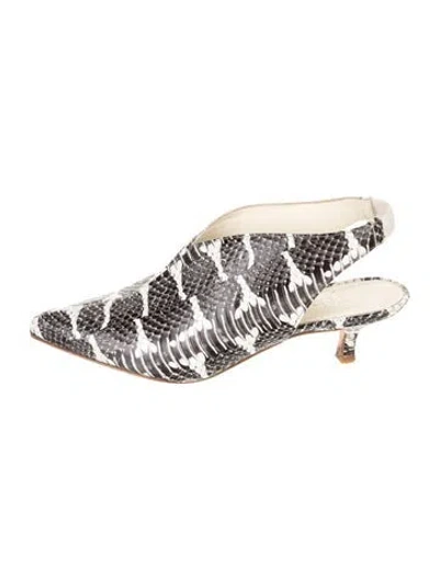 Pre-owned Tibi Python Animal Print Slingback Pumps In Black