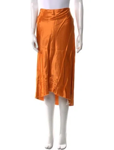 Pre-owned Tibi Raw-edge Trim Midi Length Skirt In Orange