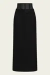 Tibi Recycled Tropical Wool Corset Maxi Trouser Skirt In Black In Black