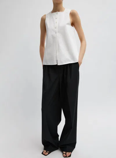 Tibi Recycled Tropical Wool Fold Over Pant In Black