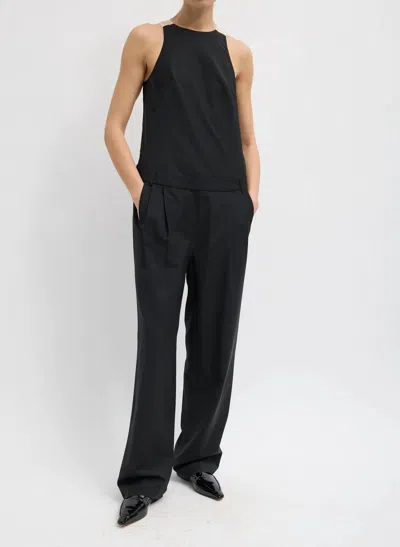 Tibi Recycled Tropical Wool Jumpsuit In Black