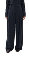 Tibi Relaxed Suiting Triple Pleat Pants Navy In Blue