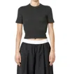 Tibi Cropped Baby T Black In Black