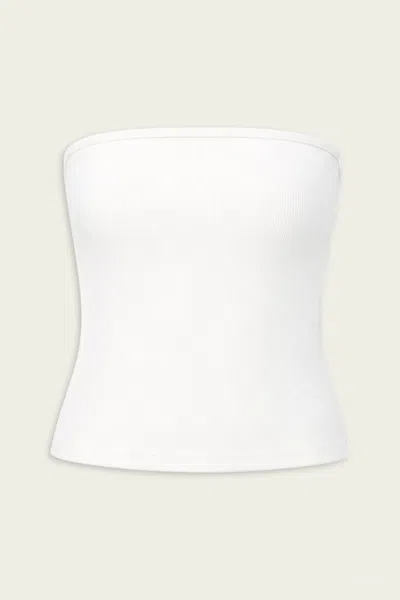 Tibi Ribbed Sweater Tube Top In White