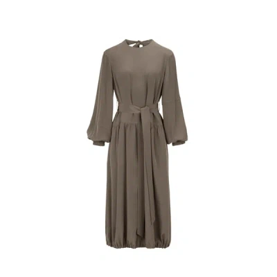 Tibi Eco-friendly Silk Parachute Dress In Brown