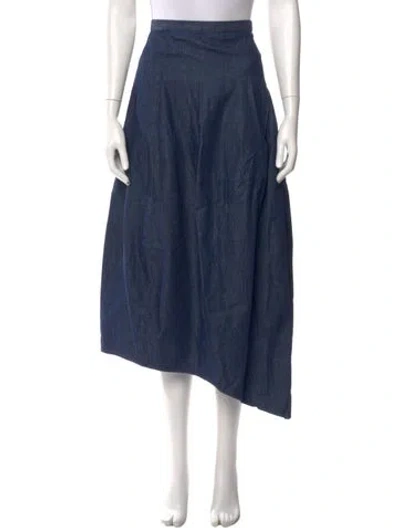 Pre-owned Tibi Ruffle Embellishment Midi Length Skirt In Blue