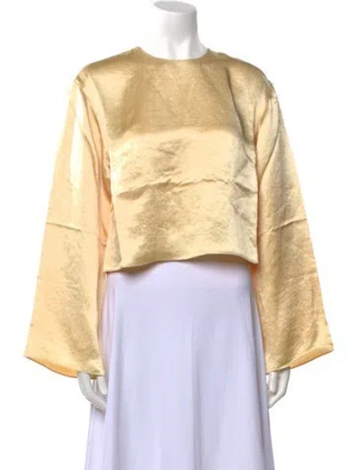 Pre-owned Tibi Satin Crew Neck Sweatshirt In Yellow