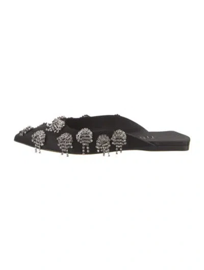 Pre-owned Tibi Satin Crystal Embellishments Mules In Black