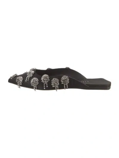 Pre-owned Tibi Satin Crystal Embellishments Mules In Black