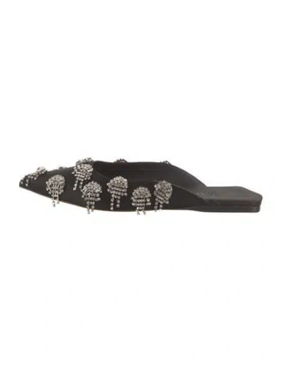 Pre-owned Tibi Satin Crystal Embellishments Mules In Black