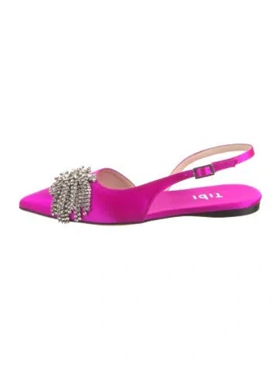 Pre-owned Tibi Satin Crystal Embellishments Slingback Flats In Pink