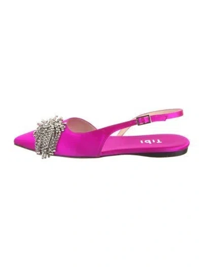 Pre-owned Tibi Satin Crystal Embellishments Slingback Flats In Pink