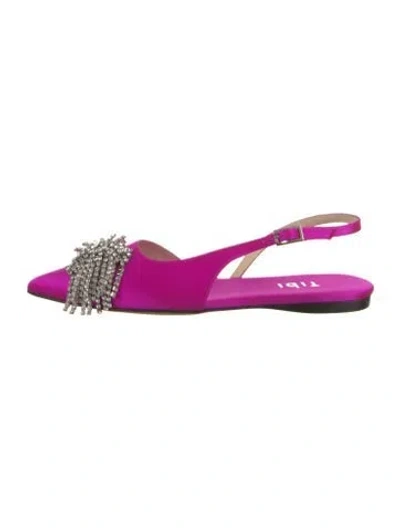 Pre-owned Tibi Satin Crystal Embellishments Slingback Flats In Purple
