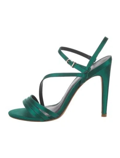 Pre-owned Tibi Satin Sandals In Green