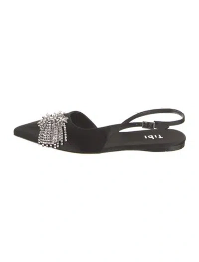 Pre-owned Tibi Satin Slingback Flats In Black