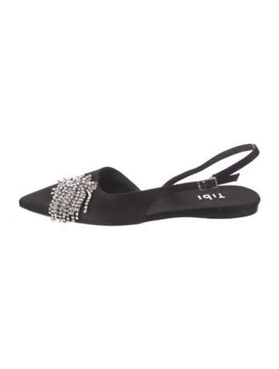 Pre-owned Tibi Satin Slingback Flats In Black