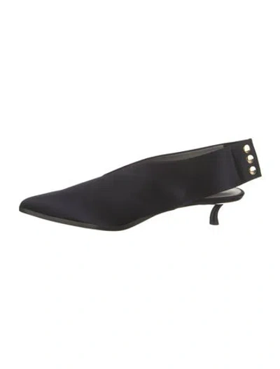 Pre-owned Tibi Satin Studded Accents Slingback Pumps In Blue