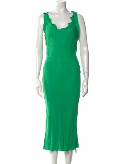 Pre-owned Tibi Scoop Neck Long Dress In Green