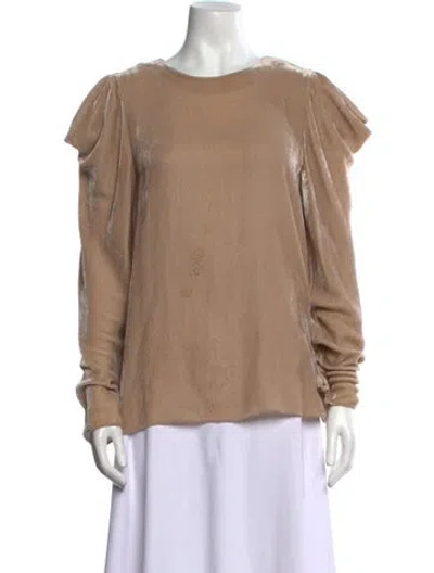 Pre-owned Tibi Scoop Neck Long Sleeve Blouse In Neutral