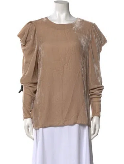 Pre-owned Tibi Scoop Neck Long Sleeve Blouse In Neutral