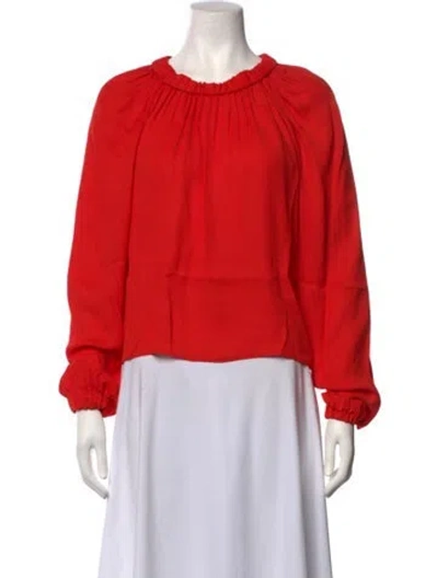 Pre-owned Tibi Scoop Neck Long Sleeve Blouse In Red