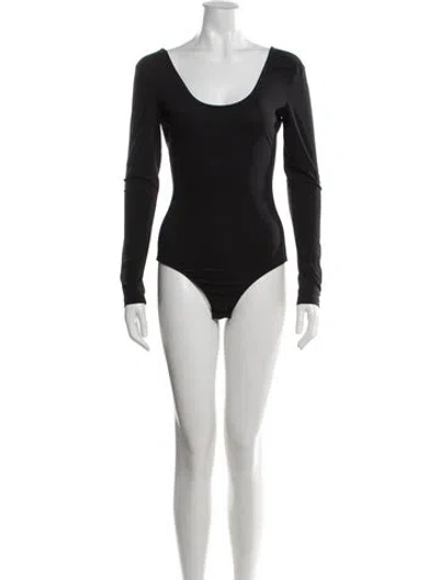 Pre-owned Tibi Scoop Neck Long Sleeve Bodysuit In Black
