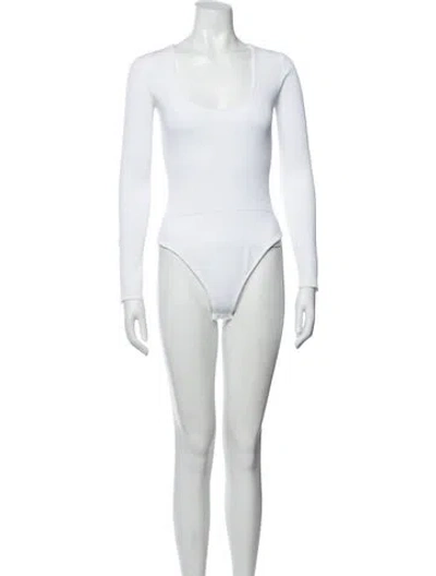 Pre-owned Tibi Scoop Neck Long Sleeve Bodysuit In Neutrals