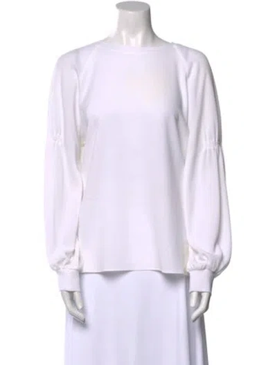 Pre-owned Tibi Scoop Neck Long Sleeve Sweatshirt In White