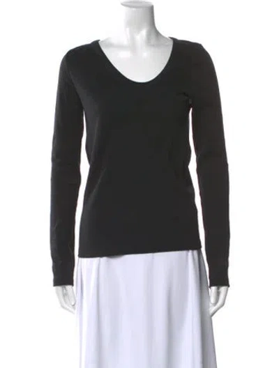 Pre-owned Tibi Scoop Neck Long Sleeve Top In Black