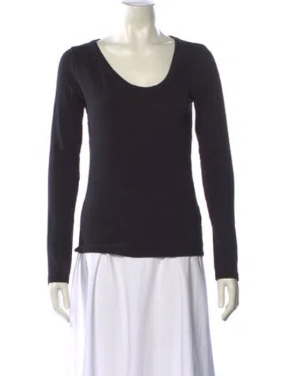 Pre-owned Tibi Scoop Neck Long Sleeve Top In Black