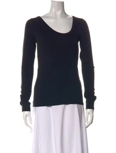 Pre-owned Tibi Scoop Neck Long Sleeve Top In Black