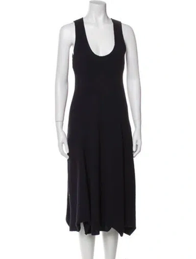 Pre-owned Tibi Scoop Neck Midi Length Dress In Black